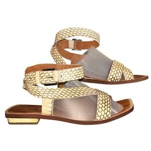 Franco Sarto Leather Snake Pattern Ankle Strap Sandals 8